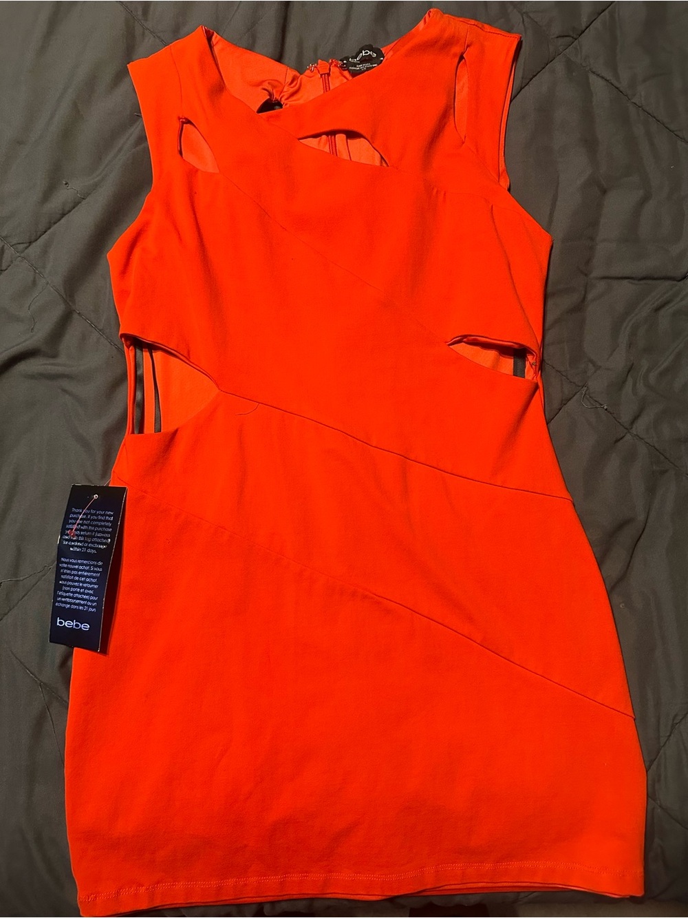 bebe Women's Cutout Bodycon Dress in Bright Orange Brand new size Large